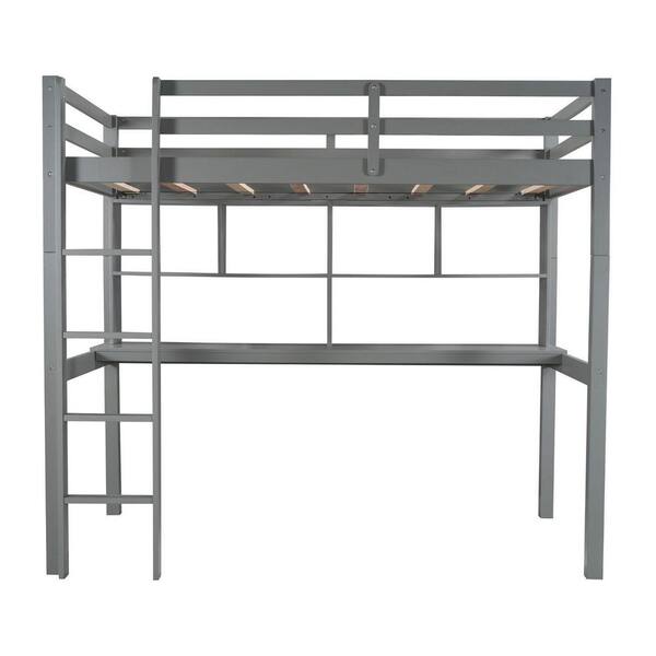 HomeRoots Amelia Gray Twin Loft Bed with Ladder 2000404221 The Home Depot