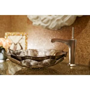 Briolette Glass Vessel Sink in Translucent Dew