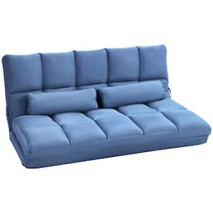 51.25 in. Armless Linen L-Shaped Sofa in Blue