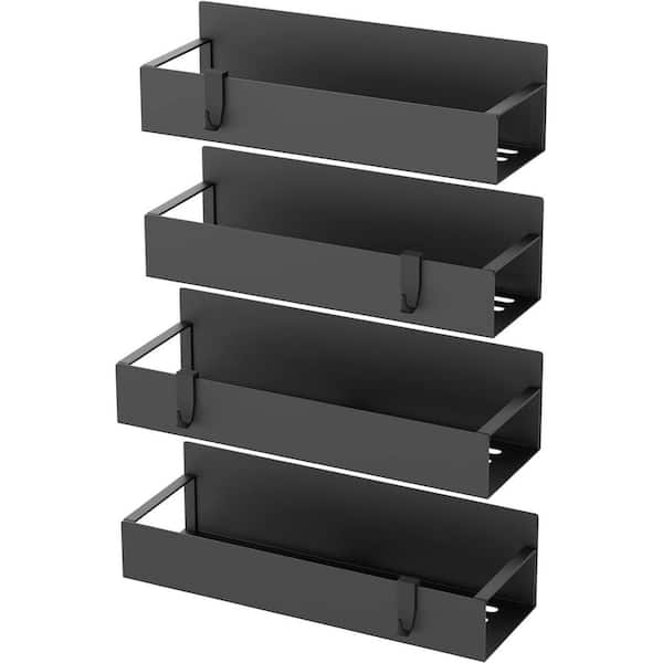 Unbranded Magnetic Spice Storage Rack Organizer in Black (4 Packs)