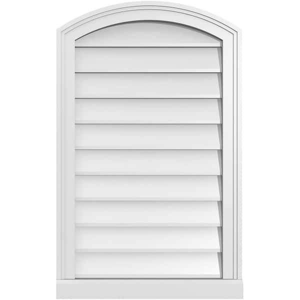Ekena Millwork 20 in. x 32 in. Arch Top Surface Mount PVC Gable Vent: Functional with Brickmould Sill Frame