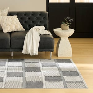 Nordic Grey Black 5 ft. x 7 ft. All-over design Contemporary Area Rug