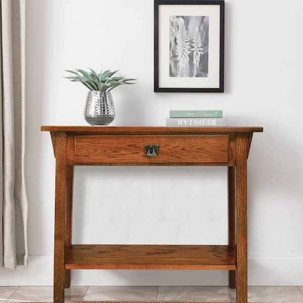 Mission Russet 30 in. W x 10 in. D One-Drawer Rectangle Wood Hall Console Table with-Shelf