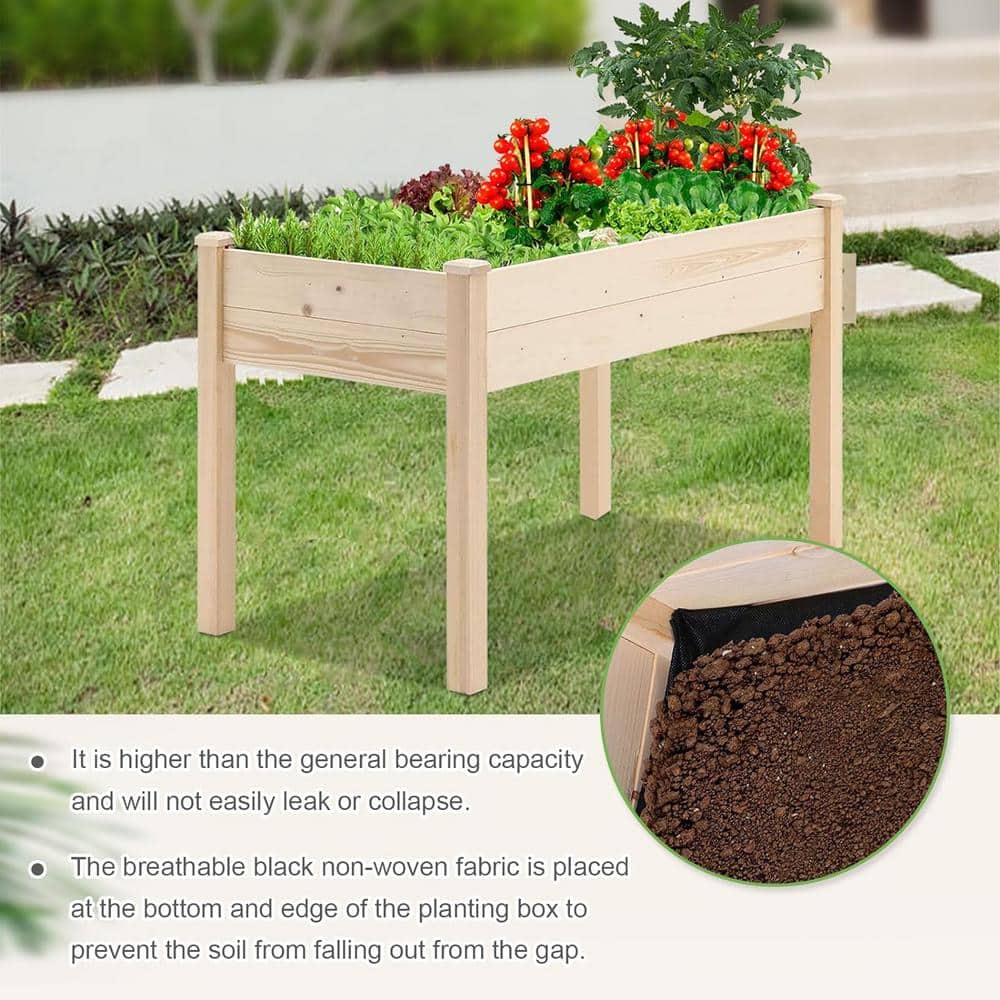 Natural Fir Wood Raised Garden Bed Planter for Outdoor Spaces