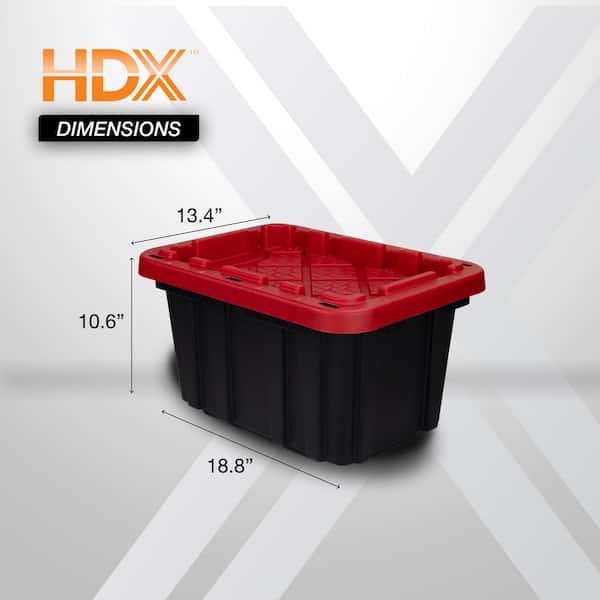 HDX 7 Gal. Tough Storage Tote in Black with Red Lid 999-7G-HDX-R