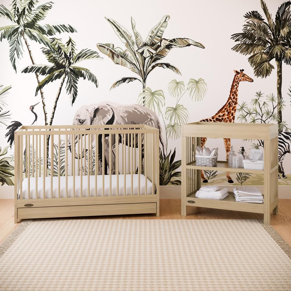 Driftwood Pine Wood Changing Table with Water-Resistant Pad