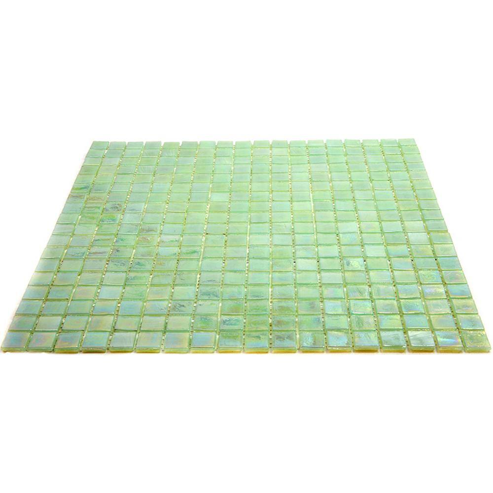 Ultramarine Green Iridescent Glass Mosaic Wall and Floor Tile
