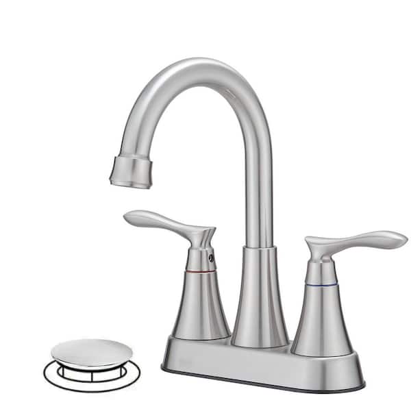 BWE 4 in. Centerset 2-Handle High-Arc Bathroom Faucet in Brushed Nickel