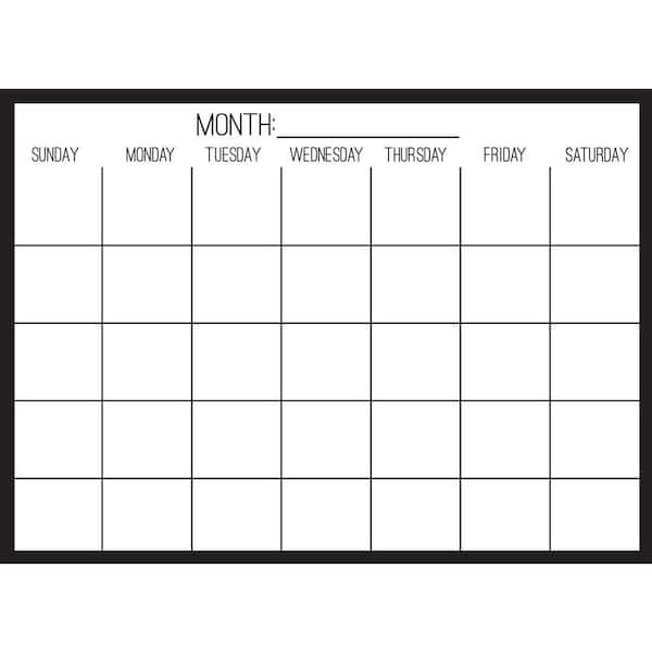 Wallpops Black On Clear Monthly Calendar Decal Wpe2801 - Black Dry Erase Calendar Wall Stickers