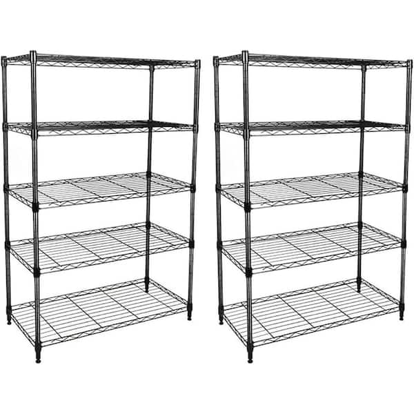 5-Shelf Heavy Duty Shelving Unit 1250 lbs. Capacity, Steel Pantry Organizer, Black (2-Piece)