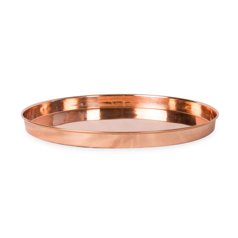 15" Round Copper-Plated Stainless Steel Decorative Tray