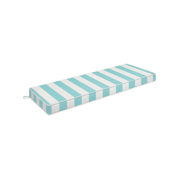HAVEN WAY 48 in. x 17 in. 1-Piece Universal Outdoor Bench Cushion in Mint Stripe (1-Pack)