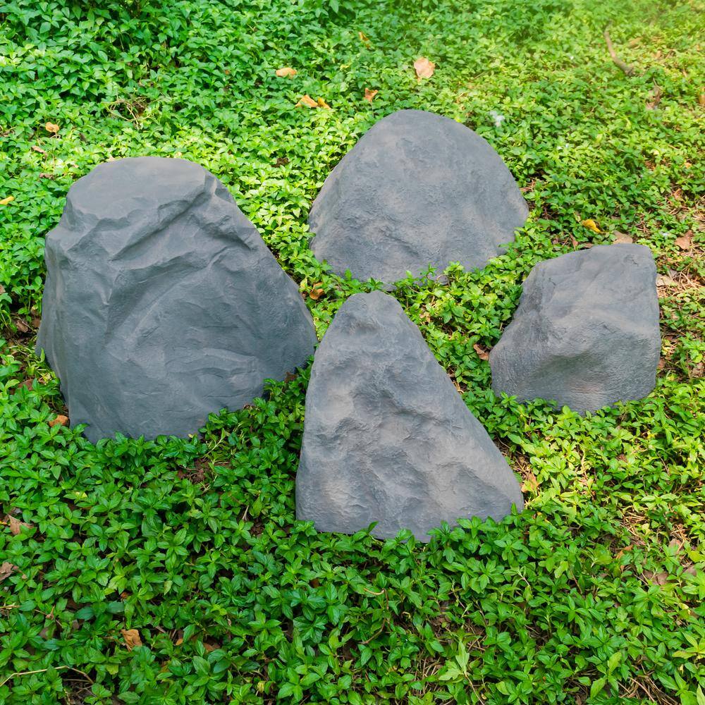Large Black Fiberglass Artificial Rock for Gardens and Lawns