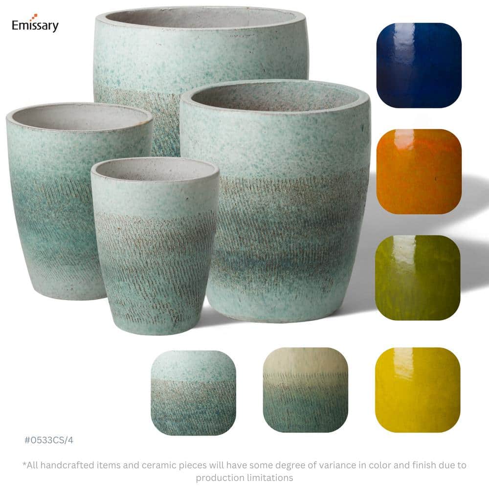 Emissary 12"H x 9.5"W Round Ceramic Outdoor Planter
