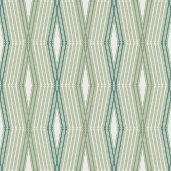 Nicole Miller Hard Edge Ogee Sage Peel and Stick Wallpaper