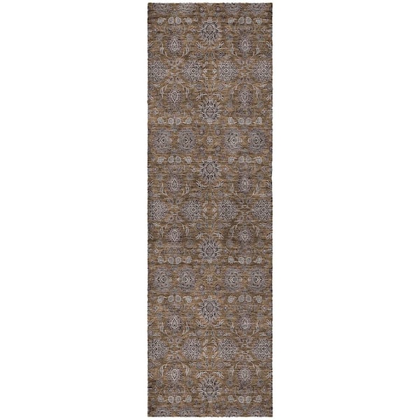 Dream Shag Premium Machine Washable Abstract ADS702 Chocolate 2 ft. x 7 ft. Runner Rug