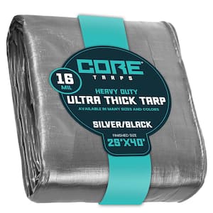 25 ft. x 40 ft. Silver/Black 16 Mil Heavy Duty Polyethylene Tarp, Waterproof, UV Resistant, Rip and Tear Proof
