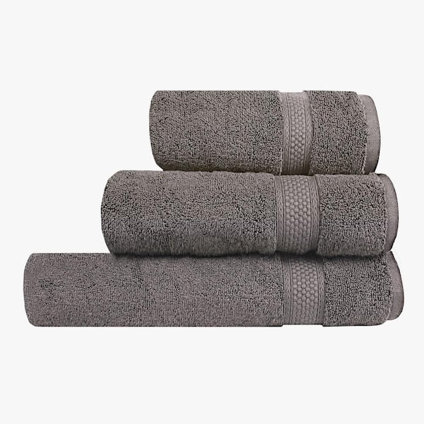 A1 Home Collections A1HC 500 GSM Duet Technology 100% Cotton Ring Spun Charcoal Quick Dry Low Lint Highly Absorbent 3-Piece Towel Set