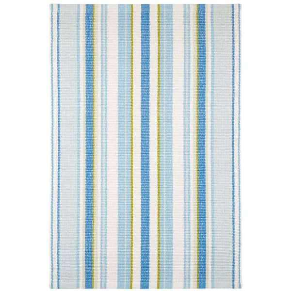 Daphne Stripe Handwoven Cotton French Blue 10 ft. x 14 ft. Indoor Area Rug