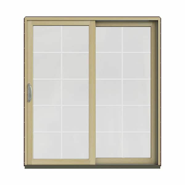 JELD-WEN 72 in. x 80 in. W-2500 Contemporary Red Clad Wood Right-Hand 10 Lite Sliding Patio Door w/Unfinished Interior