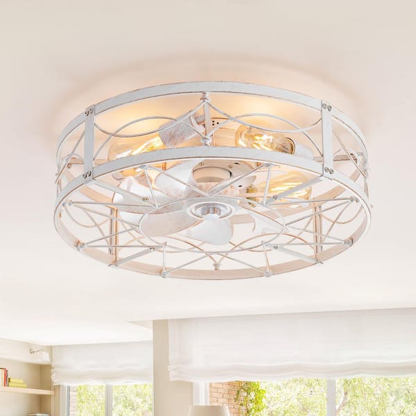 Webb. 20 in. 4-Light Indoor White/Gold Modern Small Low Profile Standard Ceiling Fan with Light Kit and Remote Included