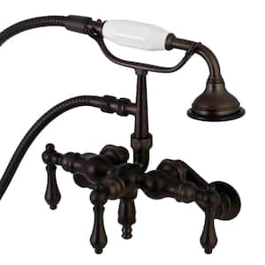 Vintage Adjustable Center 3-Handle Claw Foot Tub Faucet with Handshower in Oil Rubbed Bronze
