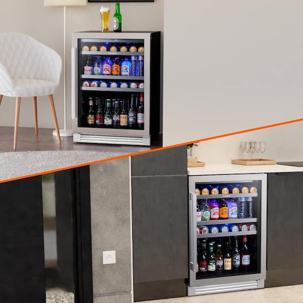 Edendirect 24 in. Beverage Refrigerator 18-Bottle Wine and 66-Can Beverage  Cooler Under Counter Mini Fridge Clear Glass Door NBLWCA221019003 - The  Home Depot