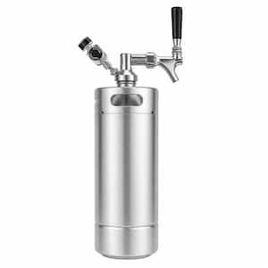 128 oz. Stainless Steel Mini Keg Growler, Pressurized Home Dispenser System with Self-Closing Design Faucet