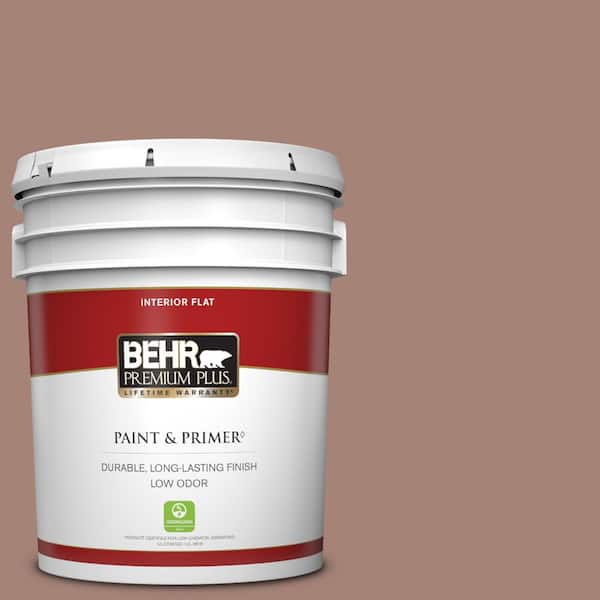 BEHR PREMIUM PLUS 5 gal. Home Decorators Collection #HDC-NT-07 Hickory Branch Flat Low Odor Interior Paint & Primer