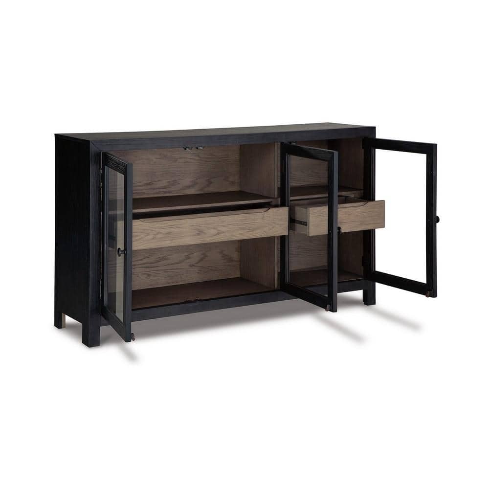 Liam Black and Gray 36 in. Accent Cabinet Office Storage Cabinet with 3-Shelves and Glass Doors price history on PriceWatchPro