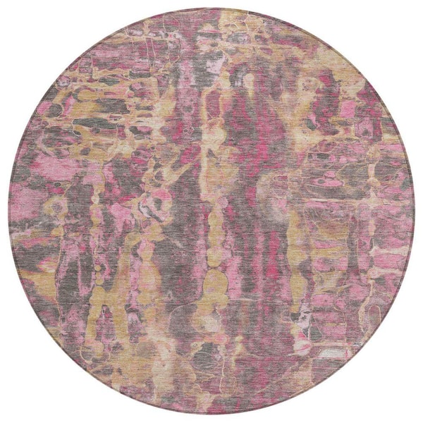 Chantille Machine Washable Indoor/Outdoor Abstract ACN2120 Blush 8 ft. x 8 ft. Area Rug