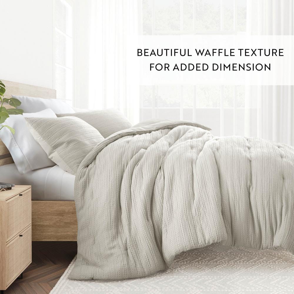 Dune Waffle Textured Full Comforter Set with Pillowcases