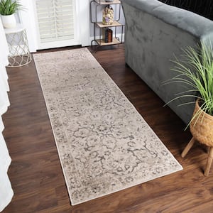Caine Bronze 2 ft. 7 in. x 8 ft. Moden Distressed Floral Microfiber Area Rug