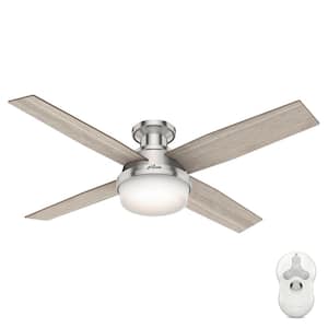 Dempsey 52 in. LED Low Profile Indoor Brushed Nickel Ceiling Fan with Light and Remote