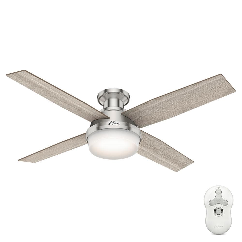 Dempsey 52" Brushed Nickel Low Profile Ceiling Fan with LED Light and Remote