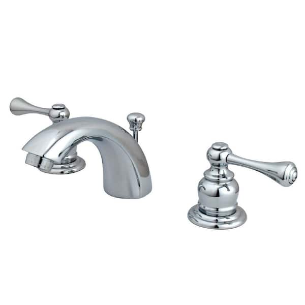Kingston Brass Vintage Mini-Widespread 4 in. Centerset 2-Handle Bathroom Faucet with Plastic Pop-Up in Polished Chrome