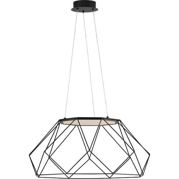 Geodesic LED Collection Matte Black LED Mid-Century Modern Large Pendant Hanging Light
