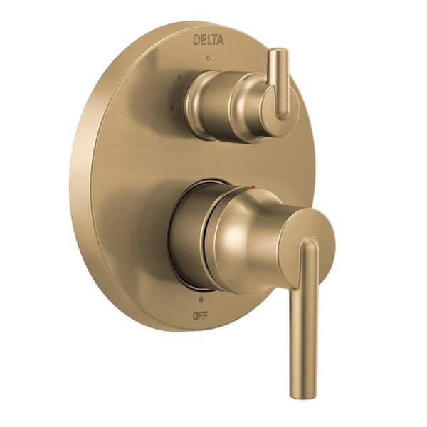 Delta Trinsic 2-Handle Wall-Mount Valve Trim Kit with 3-Setting Integrated Diverter in Champagne Bronze (Valve Not Included)