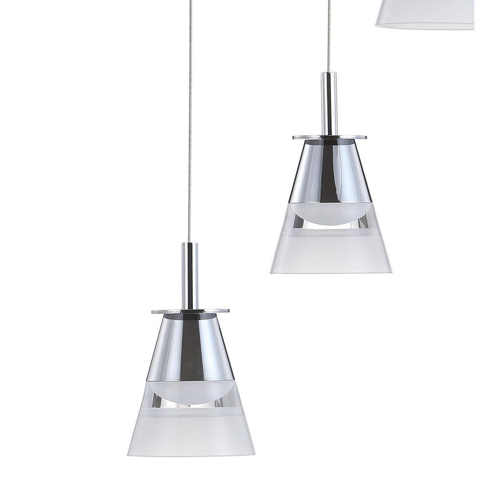 Alain Modern 12.5" Chrome 3-Light Adjustable Cluster LED Pendant