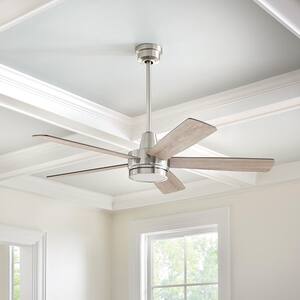 Fanelee 54 in. White Color Changing Brushed Nickel Smart Ceiling Fan with Remote Control and Amazon Echo Dot Charcoal