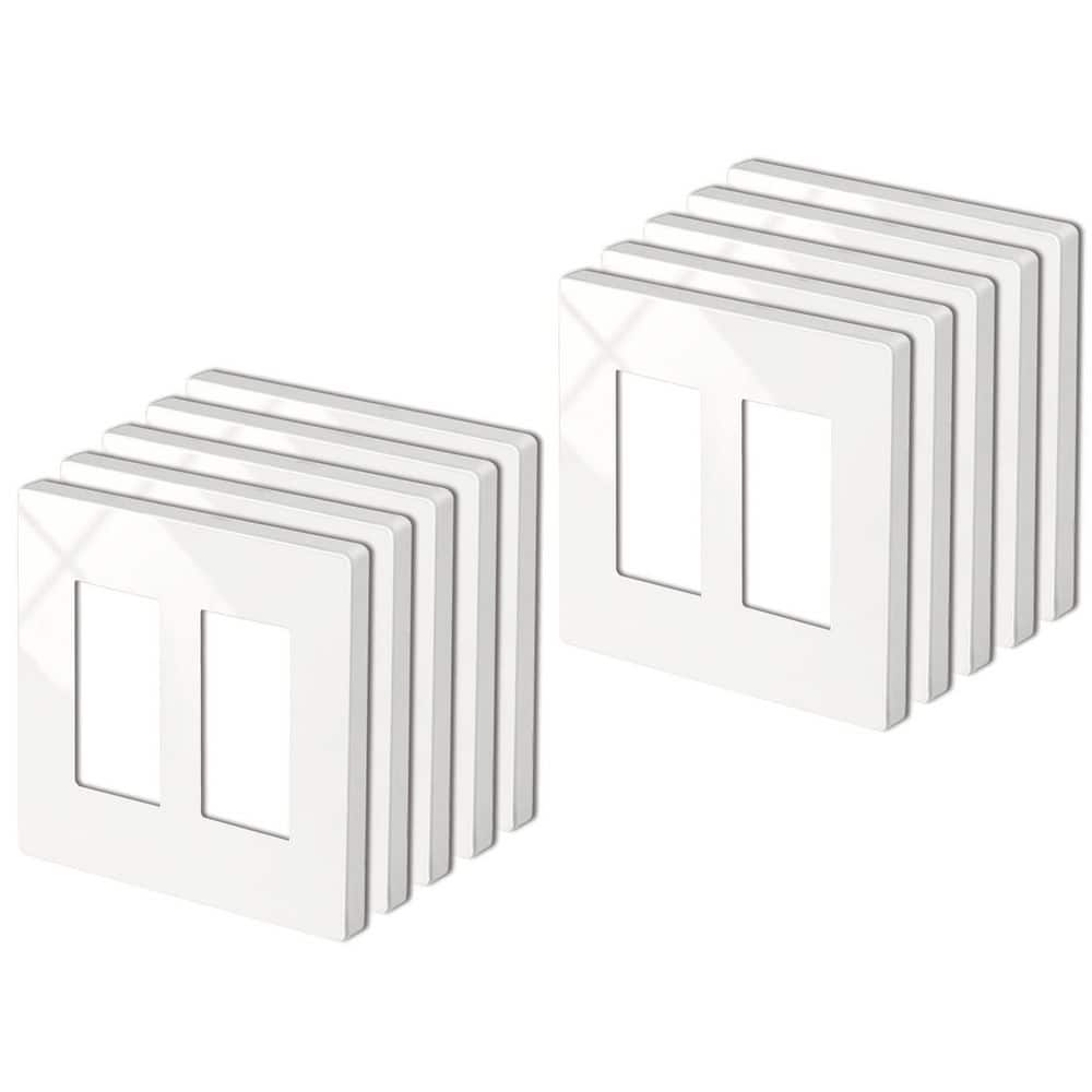 "10 Pack 4.69"" x 4.73"" 2-Gang USWP4 Off White Series Screwless Blank Plate Plastic Wall Plate for Light Switch Dimmer USB" price history on PriceWatchPro