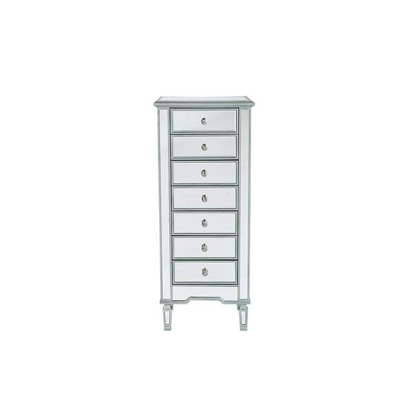 Unbranded Philip 20 in. 7-Drawers Antique Silver Paint Finish Lingerie Chest of Drawers with Rectangle Mirror Top