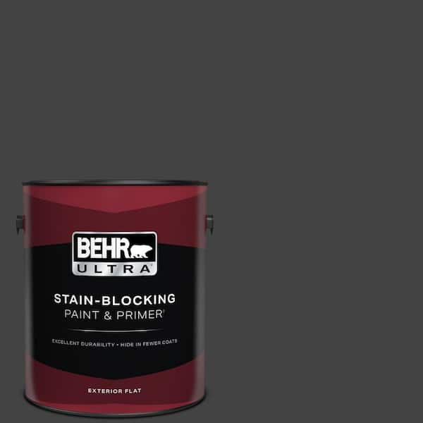 BEHR ULTRA 1 gal. #S-H-790 Black Suede Flat Exterior Paint & Primer