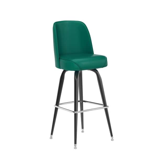 Carnegy Avenue James Commercial Grade 31 in. Metal Barstool with Green Swivel Bucket Seat