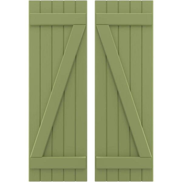 Ekena Millwork 17-1/2 in. W x 83 in. H Americraft 5-Board Exterior Real Wood Joined Board and Batten Shutters with Z-Bar in Moss Green