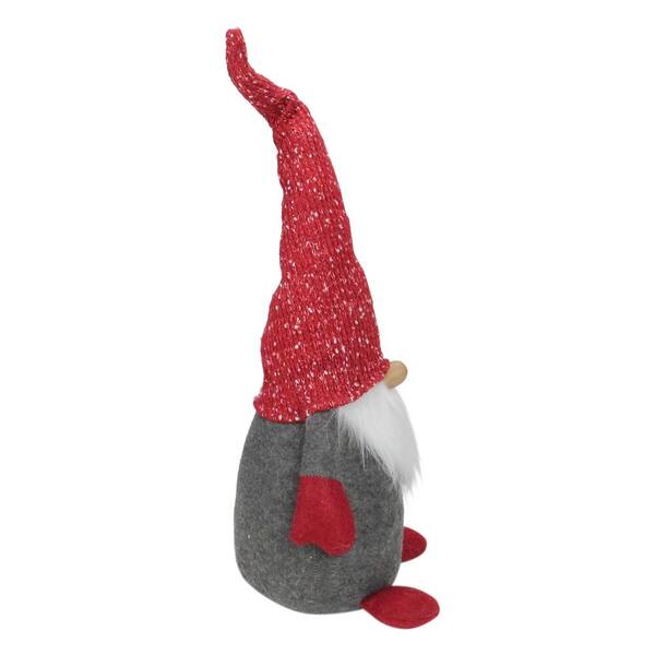 Northlight 2-Piece Tiny Gray Faux Fur Christmas Santa Gnome with Red Hat Ornaments 6”