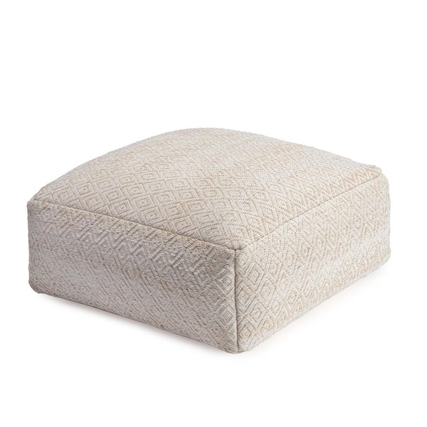 Anji Mountain Willamette Tawny 34 in. x 34 in. x 16 in. Brown and Beige Ottoman