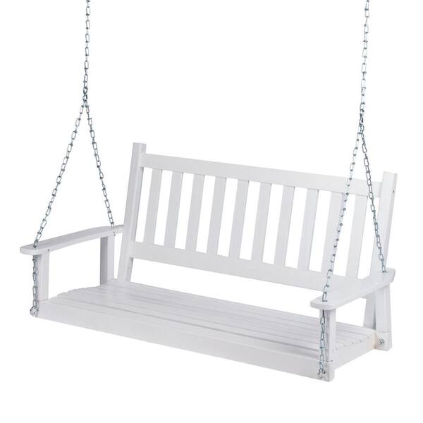 25.5 in Tall Maine White Wood Porch Swing 