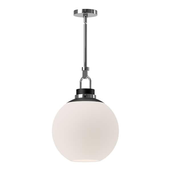ALORA MOOD Copperfield 16 in. 1 Light 60-Watt Chrome/Opal Matte Glass Pendant Light