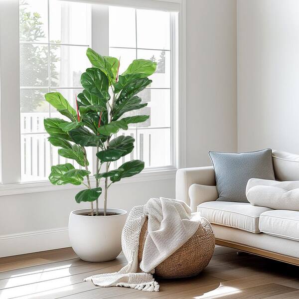 MOVECOM 3.25 ft. Lifelike Fiddle Leaf Fig Artificial Tree,Faux